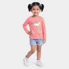 Girls' Coral Round Neck Regular Top, मूँगा (कोरल), small