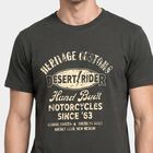 Men's Olive Green Round Neck Regular Graphic Print T-Shirt, हल्का हरा, small