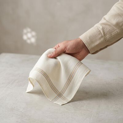 Men's Olive Green Striped Pack of 3 Handkerchief