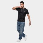 Men's Black Crew Neck Regular Drifit T-Shirt, काला, small