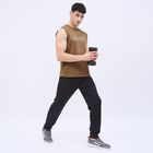 Men's Jet Black Regular Fit Paneled Track Pants, Black, small image number null