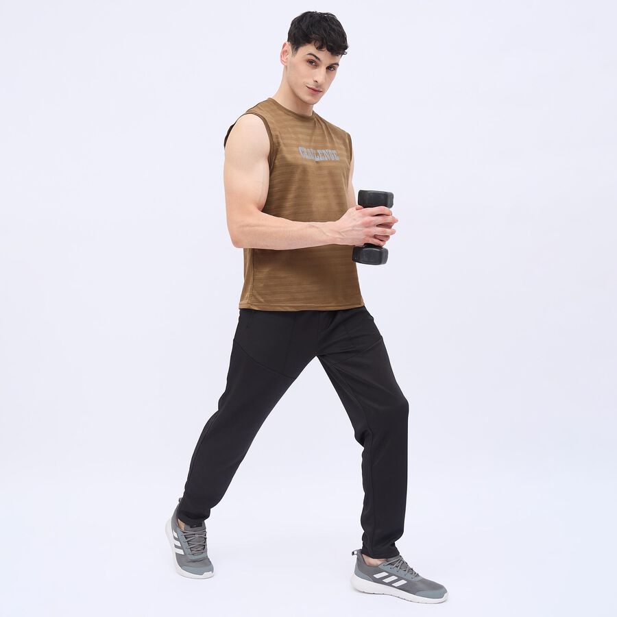 Men's Jet Black Regular Fit Paneled Track Pants, Black, large image number null