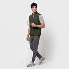 Men's Olive Green Stand Collar Puffer Jacket, Olive, small