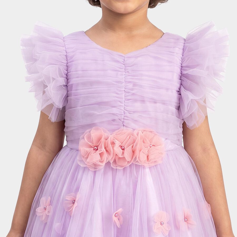 Girls' Lilac A-Line Casual Frock, Lilac, large
