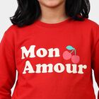 Girls' Red Crew Neck Pullover Sweatshirt, Red, small