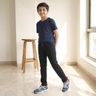 Boys' Dark Blue Drawstring Jeans, गहरा नीला, small