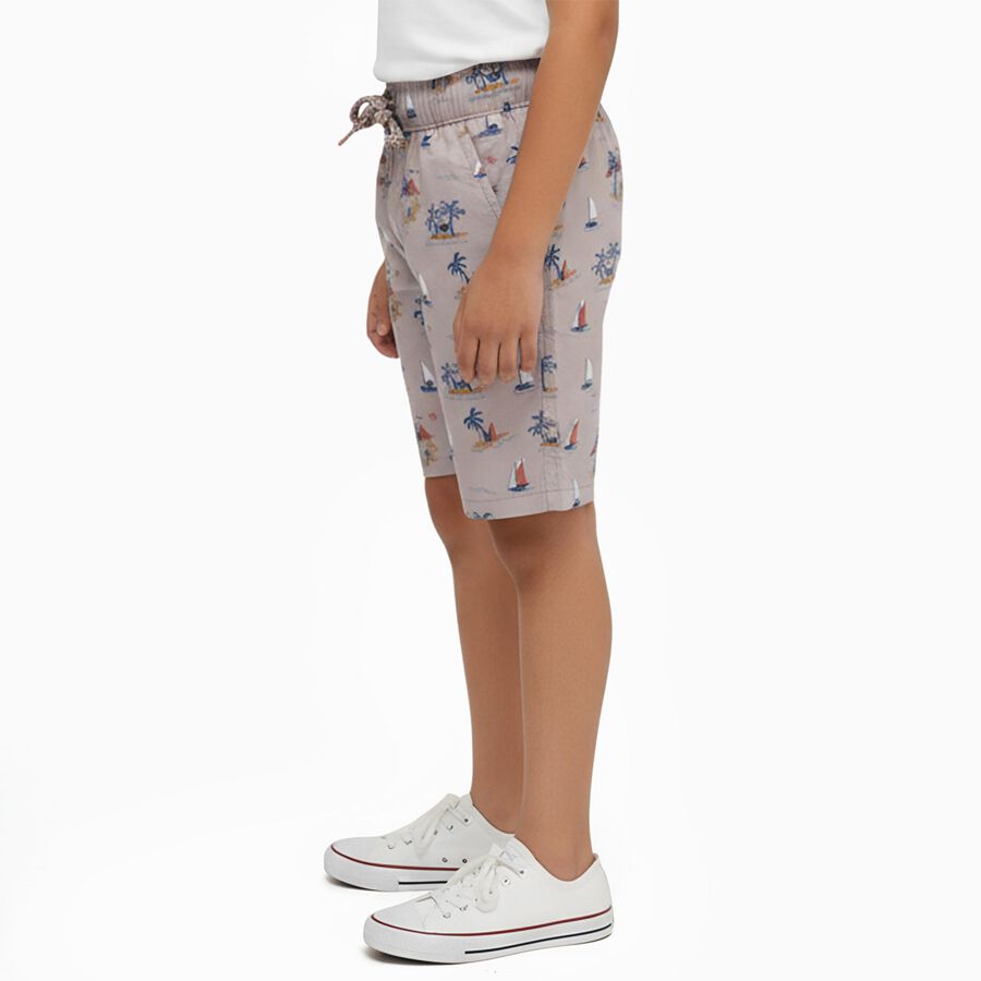 Boys Beige Printed Elastic Waist Bermuda Shorts, गहरा पीला, large image number null