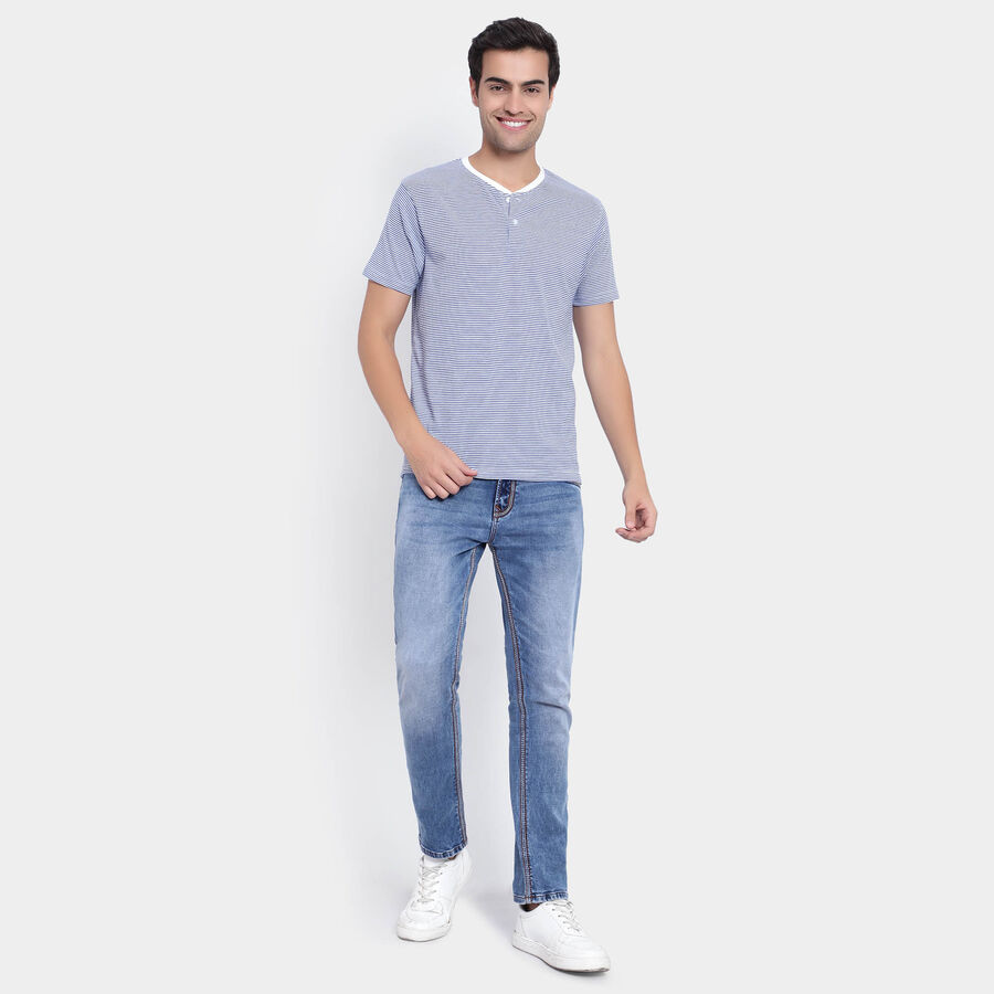 Stripes Henley T-Shirt, Light Blue, large image number null