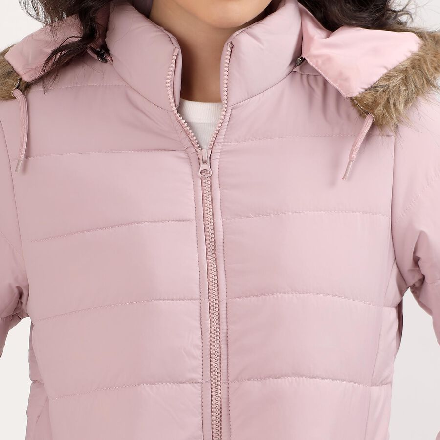 Women's Light Pink Hooded Casual Jacket, हल्का गुलाबी, large image number null