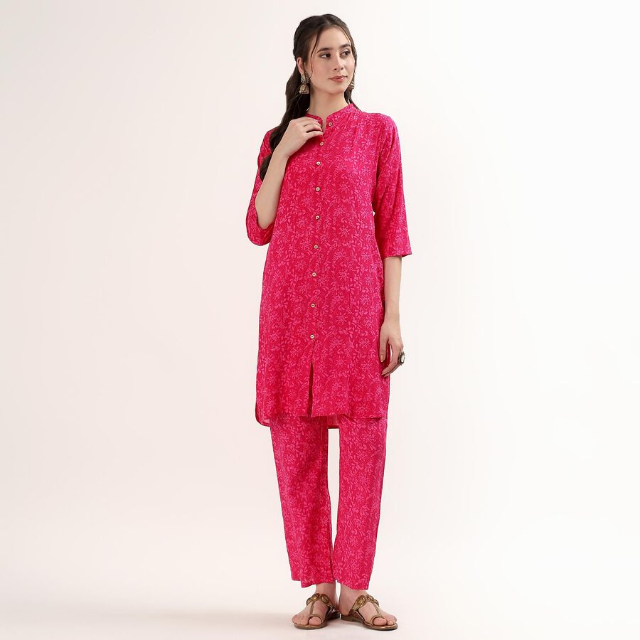 Women's Soft Dusty Pink Embroidered Ethnic Set, Pink, large