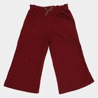 Girls' Deep Maroon Wide-Leg Textured Capri Pants, Wine, small image number null