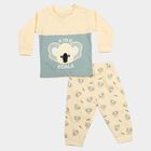 Infants' Beige Cotton Round Neck Koala Graphic Baba Suit, Beige, small