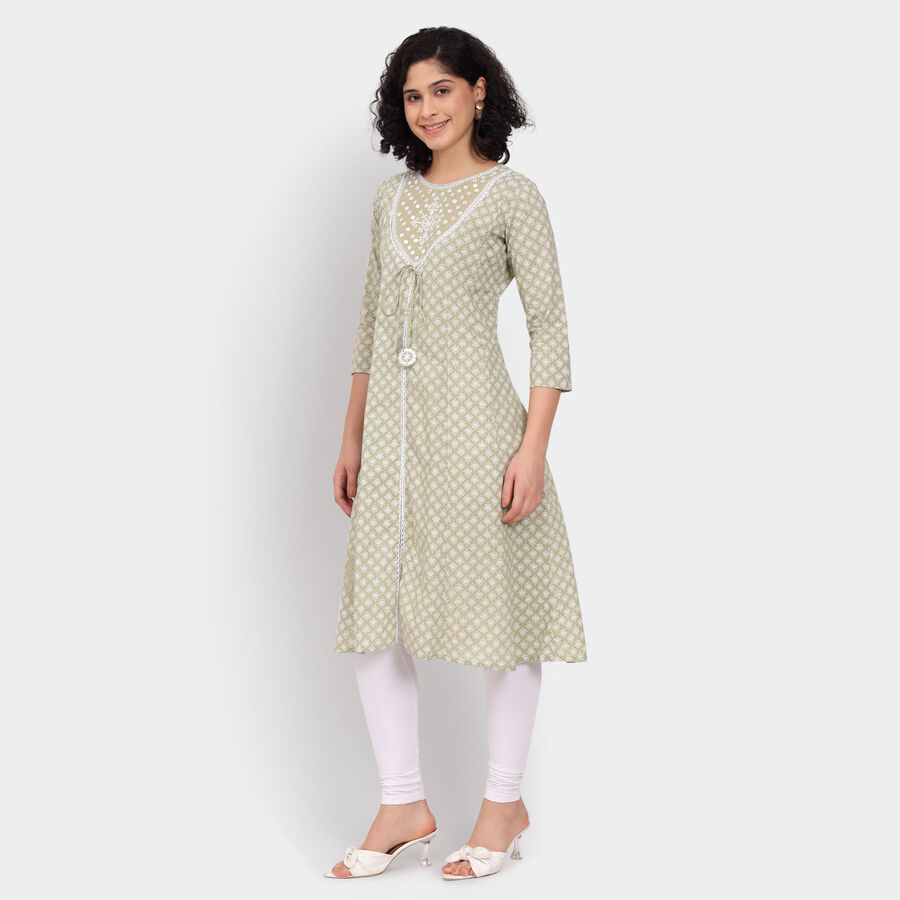 Ladies' Cotton Kurta, Light Green, large image number null
