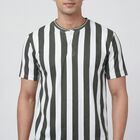 Men's Olive Henley Neck Casual T-Shirt, Olive, small