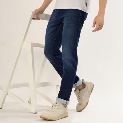 Men's Deep Indigo Slim Fit Faded Jeans