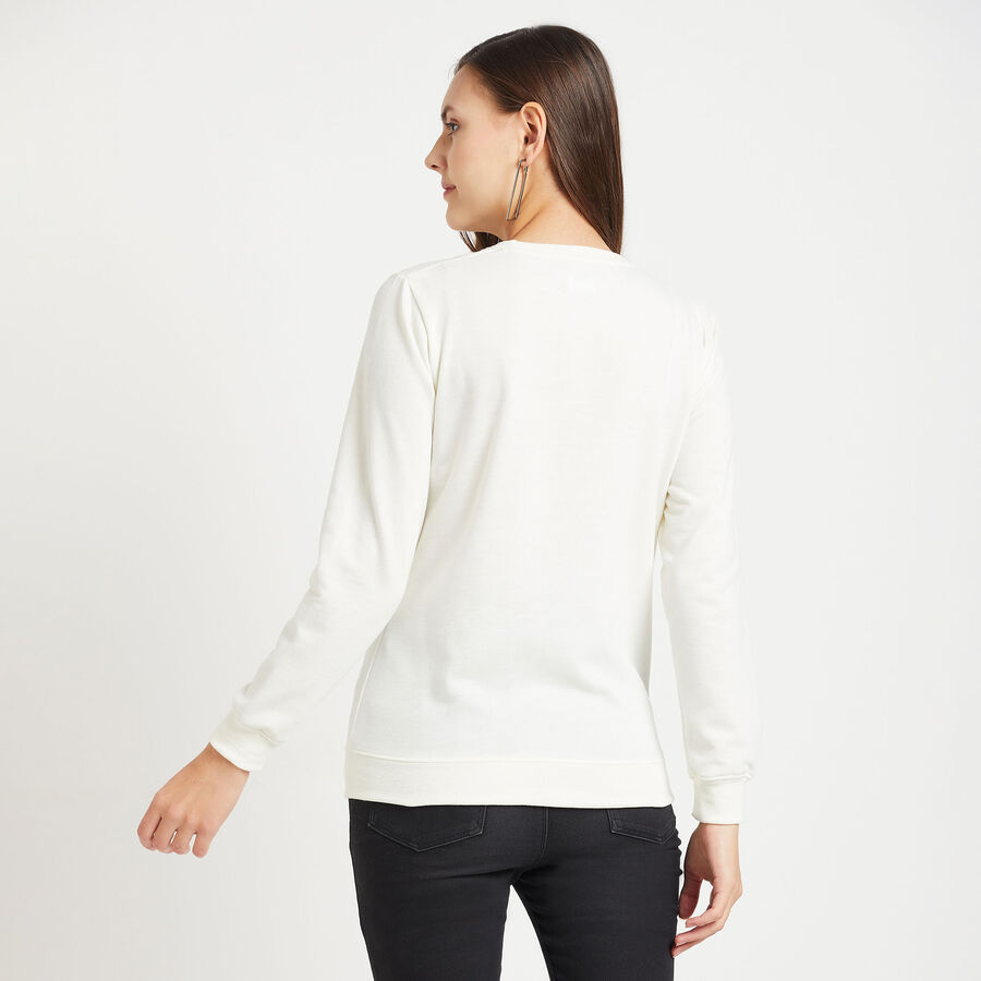 Round Neck Sweatshirt, White, large image number null