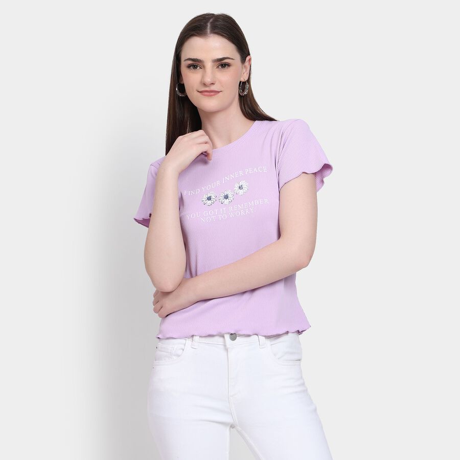 Ladies' Round Neck T-Shirt, Lilac, large image number null