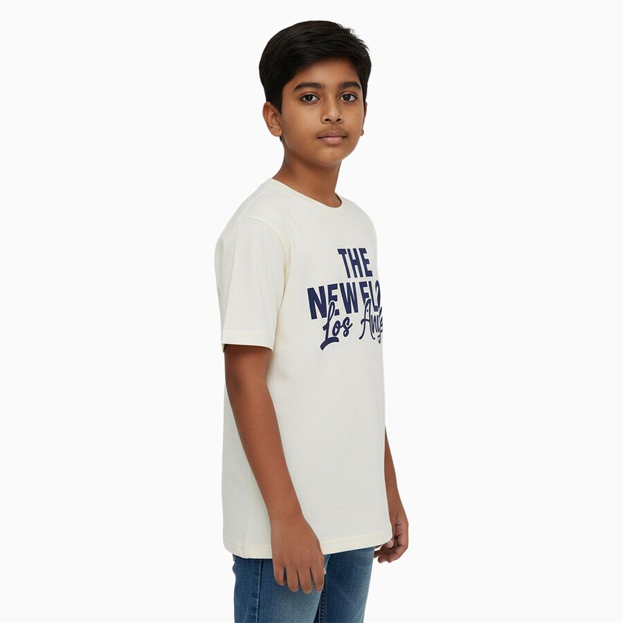 Boys' Half Sleeves T-Shirt, Off White, large image number null