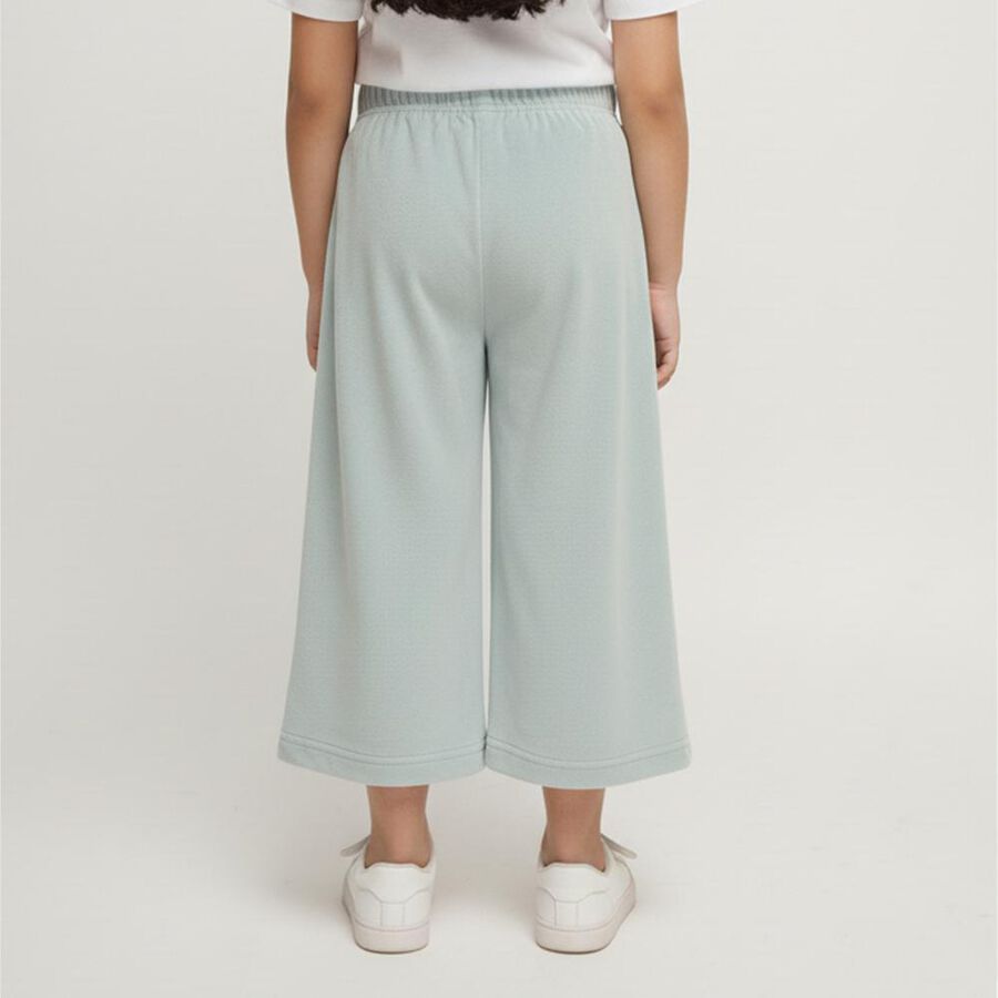 Girls' Light Sage Green Wide-Leg Elastic Waist Pyjama, एक्वा, large image number null