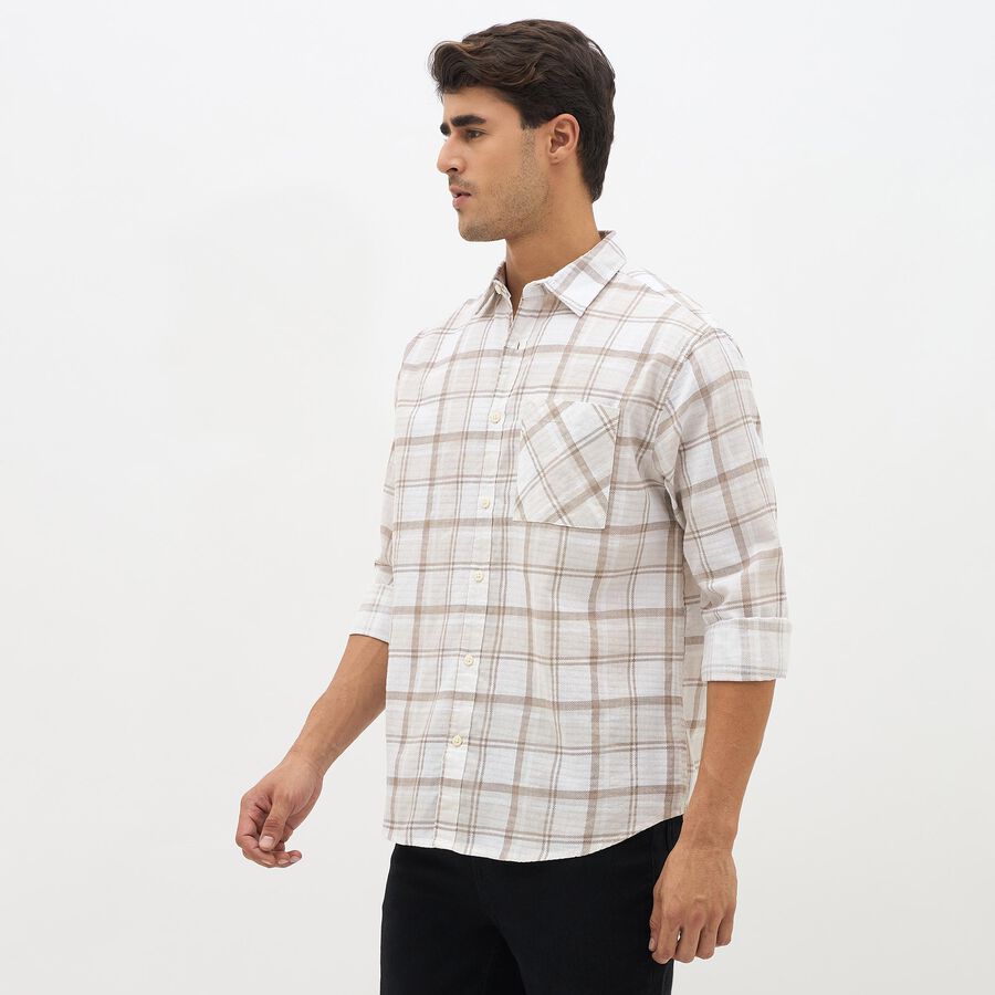 Men's Muted Beige Cotton Classic Collar Casual Shirt, Beige, large image number null