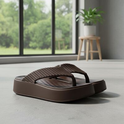 Women's Brown Platform Flip-Flops