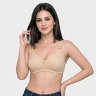 Women's Beige Cotton Blend V Neck Bralette Bra, गहरा पीला, small