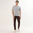 Men's Light Grey Round Neck Casual T-Shirt, मिश्रित मध्यम ग्रे, small
