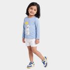 Girls' Light Blue Round Neck Regular Top, Light Blue, small