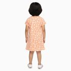 Girls' Peach Animal Print A-Line Frock with Patch Pockets, Light Pink, small