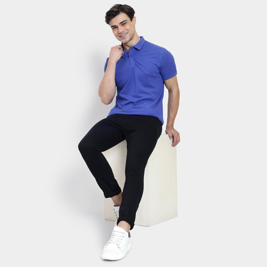 Men's Collared Half Sleeves T-Shirt , Dark Blue, large image number null