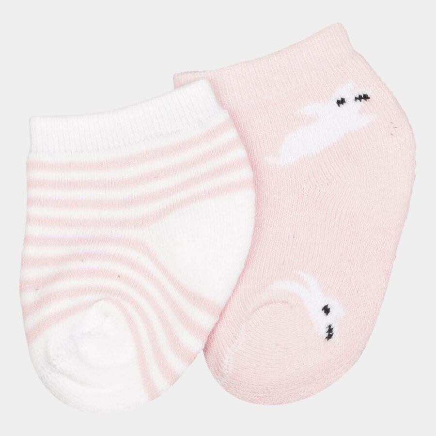 Infants Cotton Stripes Socks, Pink, large image number null
