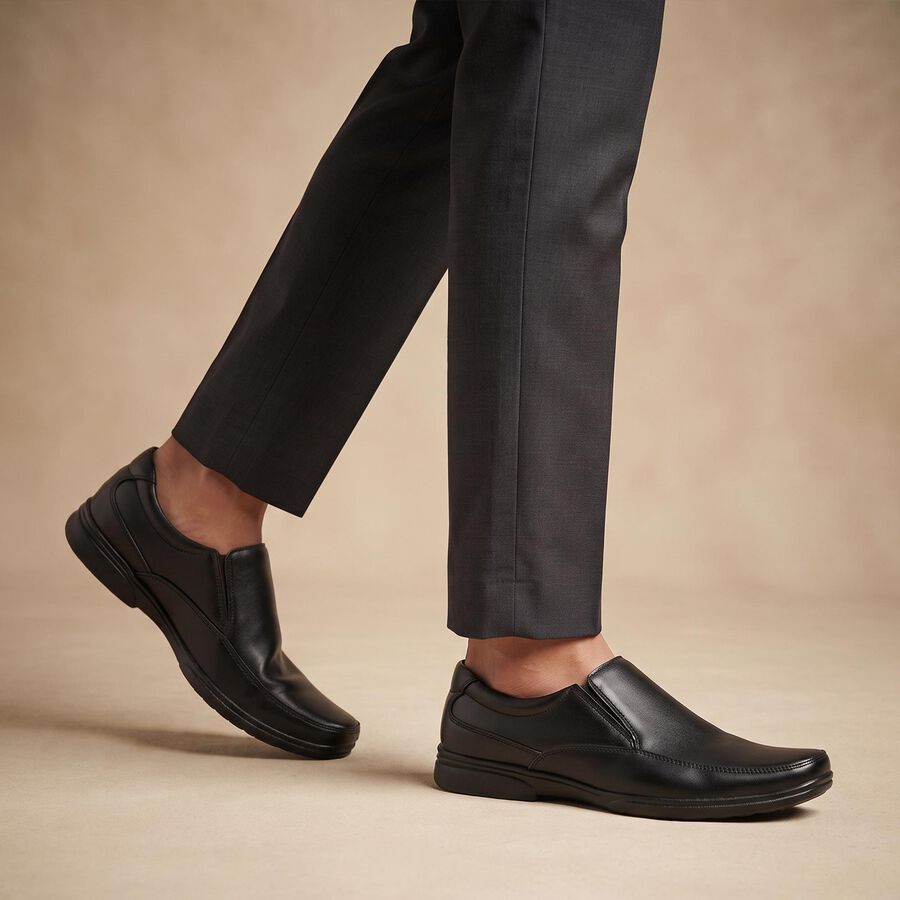 Men's Black Slip-On Loafer Formal Shoes, Black, large