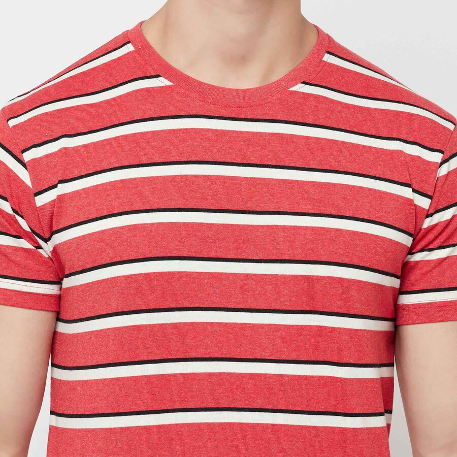 Stripes Round Neck T-Shirt, Red, large image number null