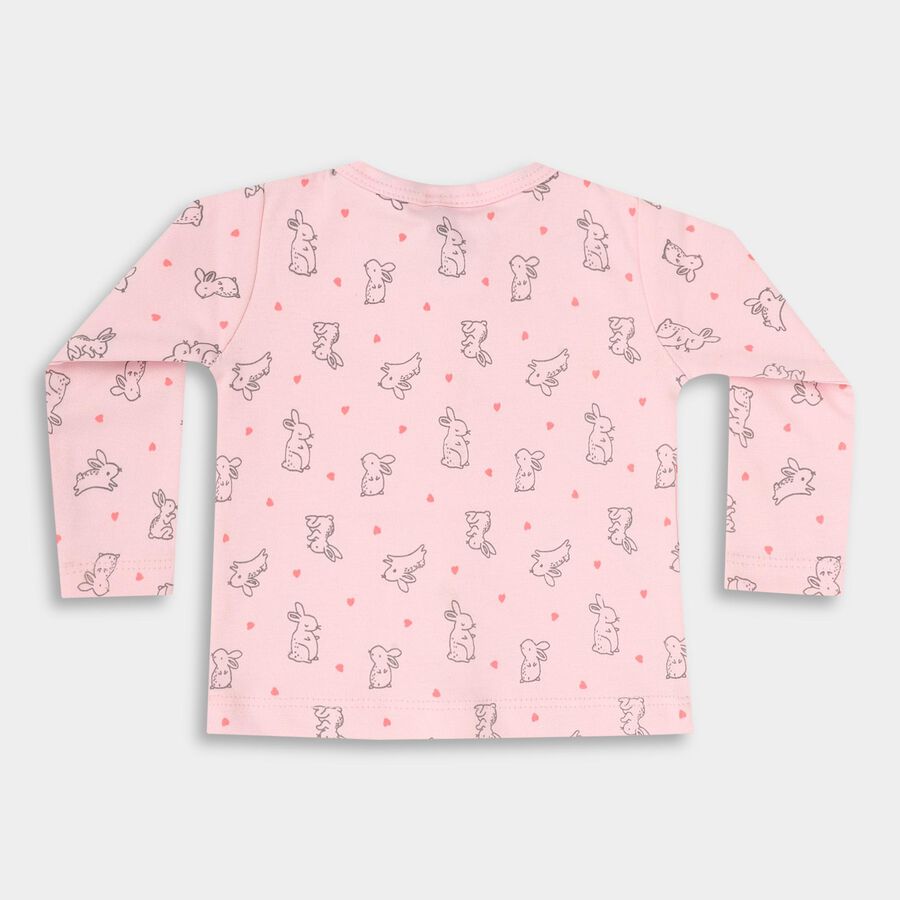 Infants' Light Pink Cotton V-Neck Casual T-Shirt, Light Pink, large image number null