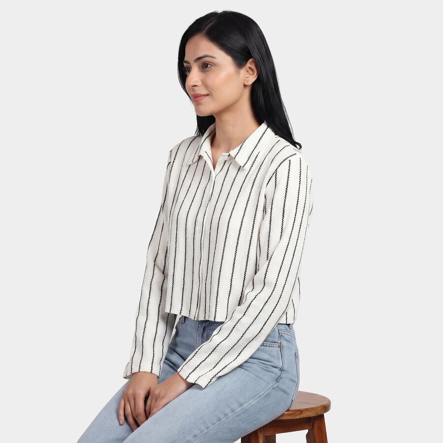 Women's White Classic Shirt, सफ़ेद, large