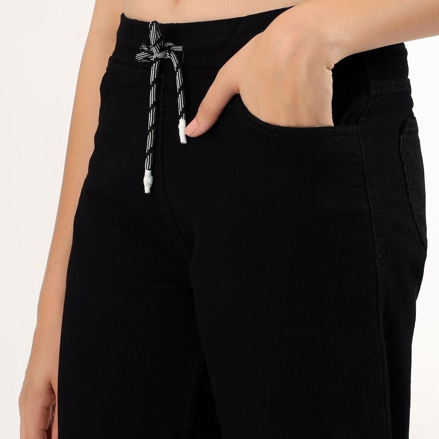 Women's Jet Black Slim Fit High Waist Jeans, काला, large