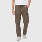 Men's Dark Grey Slim Fit Cargo Trousers, गहरा ग्रे, small