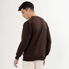 Men's Dark Chocolate Brown Crew Neck Casual Sweatshirt, भूरा, small image number null