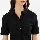 Women's Black Collared Casual Dress, Black, small