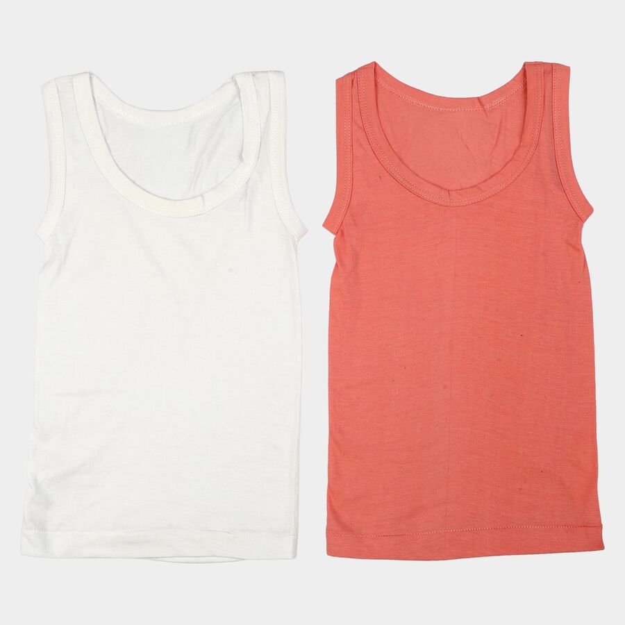 Boys Coral Cotton Round Neck Vest, मूँगा (कोरल), large