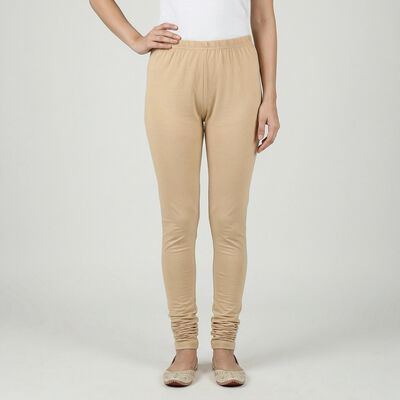 Women's Khaki Cotton Blend Comfortable Churidar