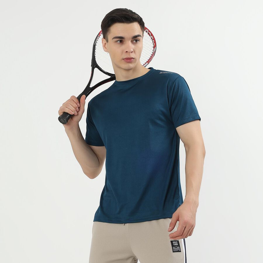 Men's Deep Teal Crew Neck Athleisure T-Shirt, Teal Blue, large image number null