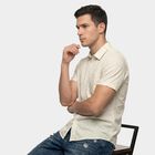 Men's White Cotton Casual Shirt, ऑफ व्हाइट, small