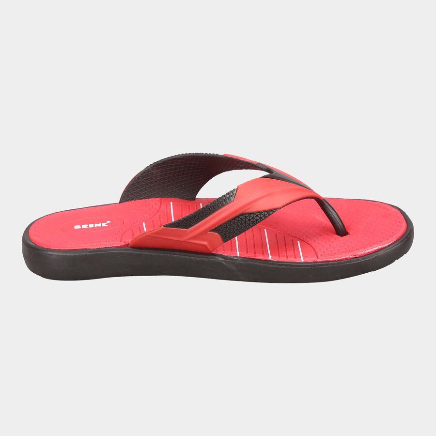 Men Printed Slip-On Flip Flops, Red, large image number null
