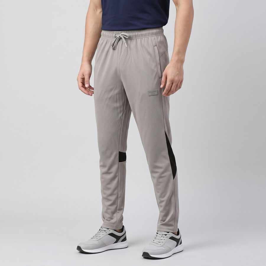 Men's Grey Slim Fit Panelled Track Pants, Light Grey, large