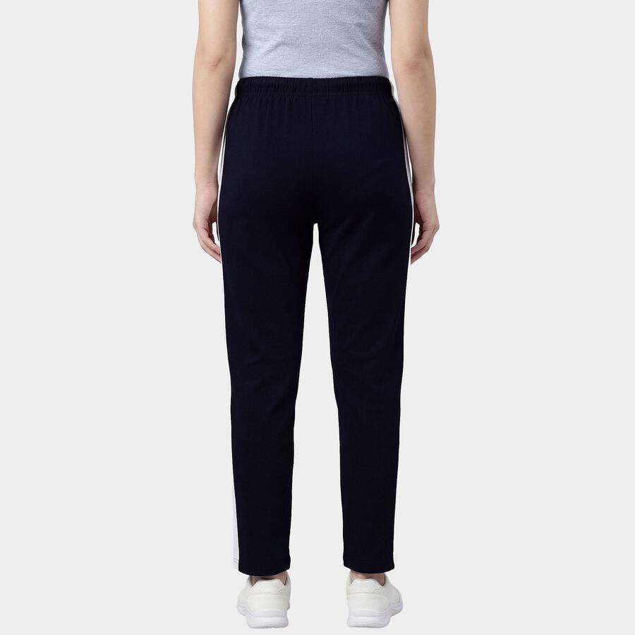 Women's Navy Blue Slim Fit Side-Striped Track Pants, नेवी ब्लू, large
