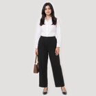 Women's Black Straight Fit Eyelet Trousers, Black, small