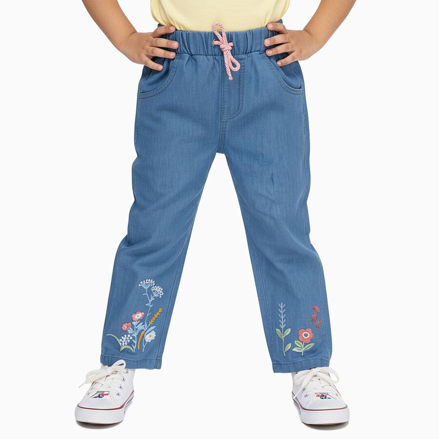 Girls' Jeans, मध्यम नीला, large image number null