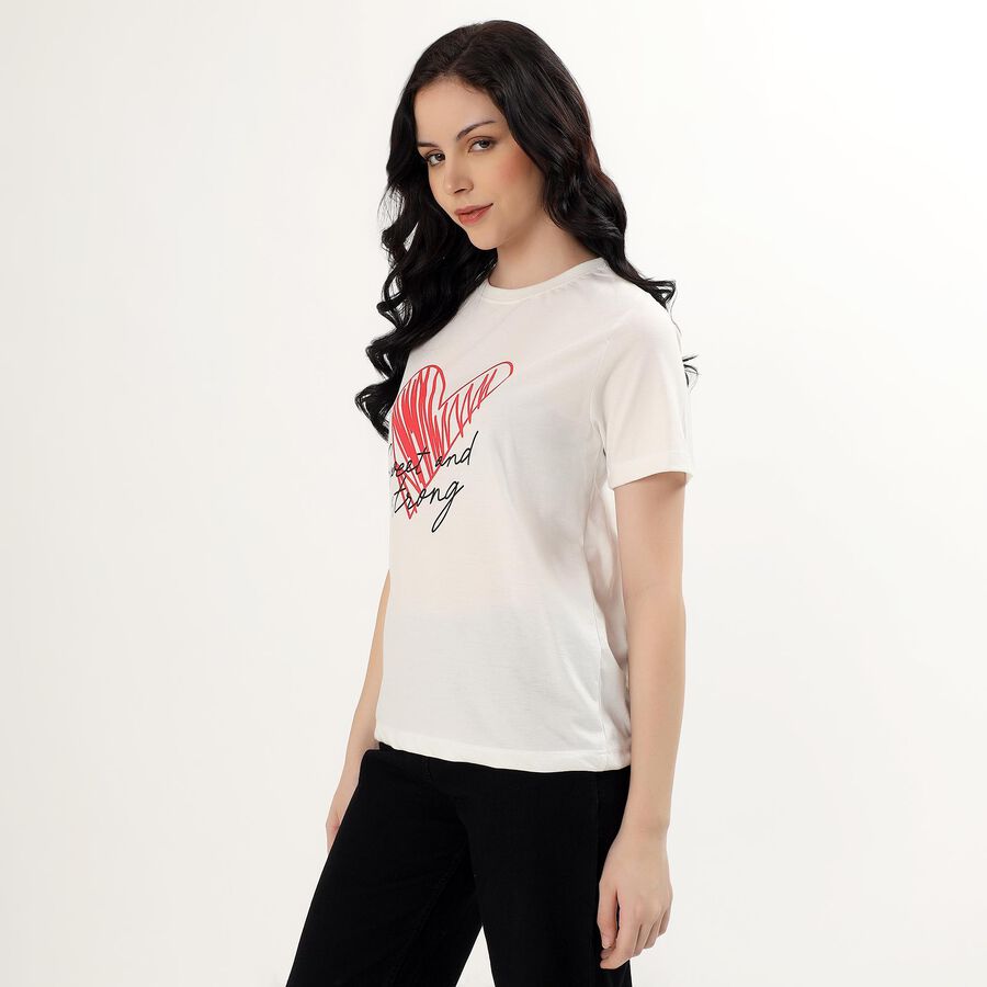 Ladies' Round Neck T-Shirt, Off White, large