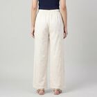 Women's Cream Regular Fit Textured Floral Palazzos, ऑफ व्हाइट, small